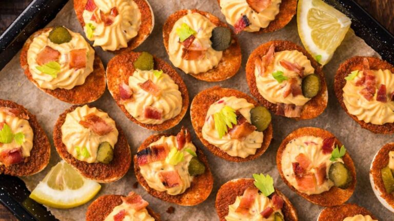 Bloody Mary Deviled Eggs.