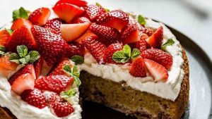 Almond Flour Strawberry Cake (Gluten Free & Paleo).