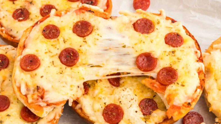 Air Fryer Pizza Bagels recipe by Crayons and Craving.