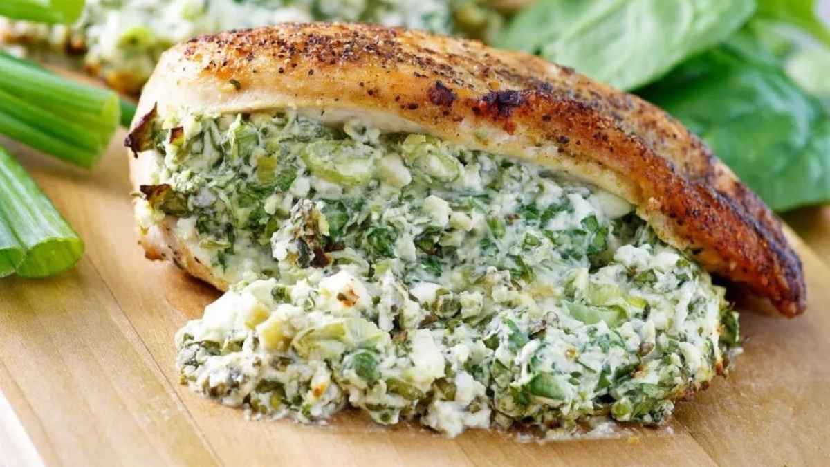 Feta And Spinach Stuffed Chicken Breasts. 