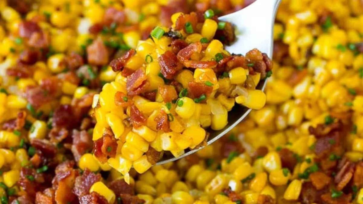 Fried Corn With Bacon. 