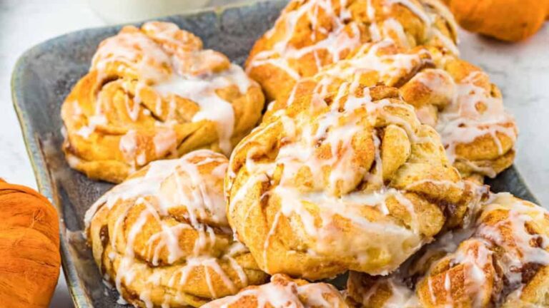 Pumpkin Cinnamon Rolls (With Crescent Rolls!) recipe by On My Kids Plate.