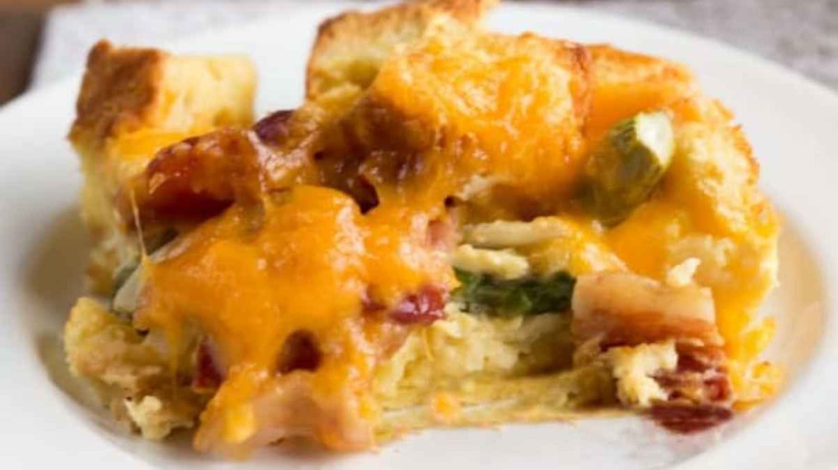 Overnight Bacon Asparagus Breakfast Casserole. 