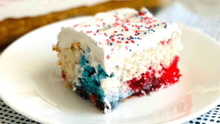 Patriotic Red, White, & Blue Poke Cake.