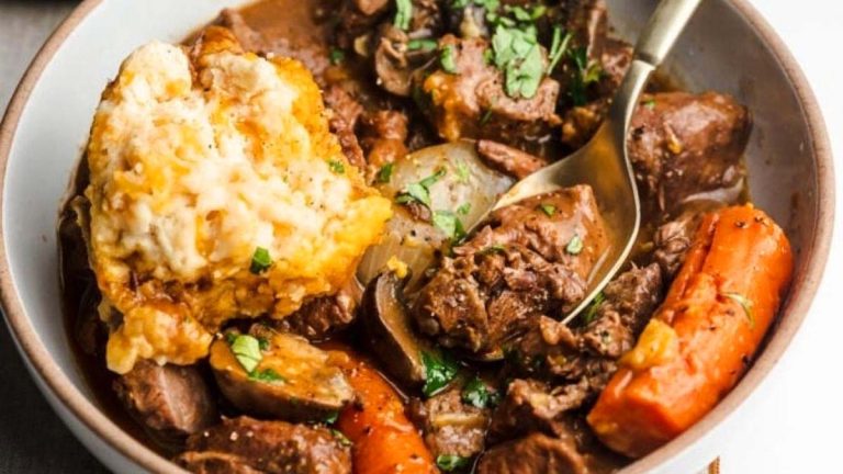 Patty’s Crockpot Beef Tip Stew with Dumplings.