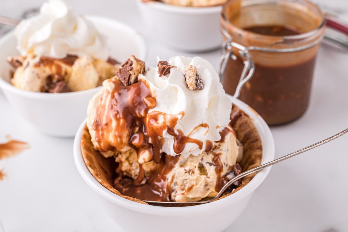 Peanut Butter Cup Ice Cream With Snickers Sauce