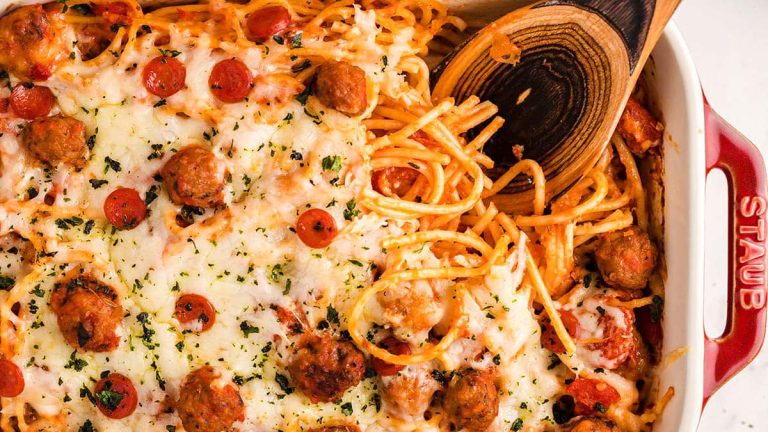 Pizza Spaghetti Casserole.