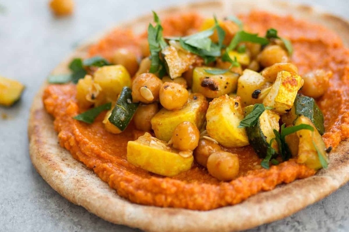 Fresh and Tasty Spring Comfort Food Ideas 27 Roasted Vegetable Pitas With Romesco Sauce