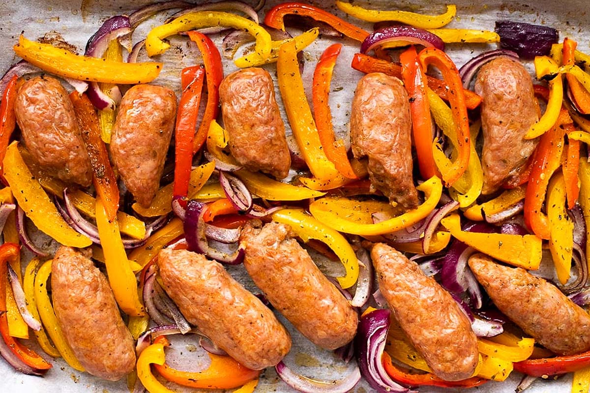 Sheet Pan Italian Sausage And Peppers. 