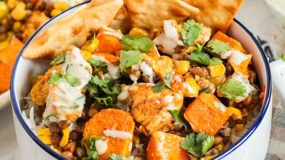 Sheet Pan Curried Chicken & Tahini Dressing. 