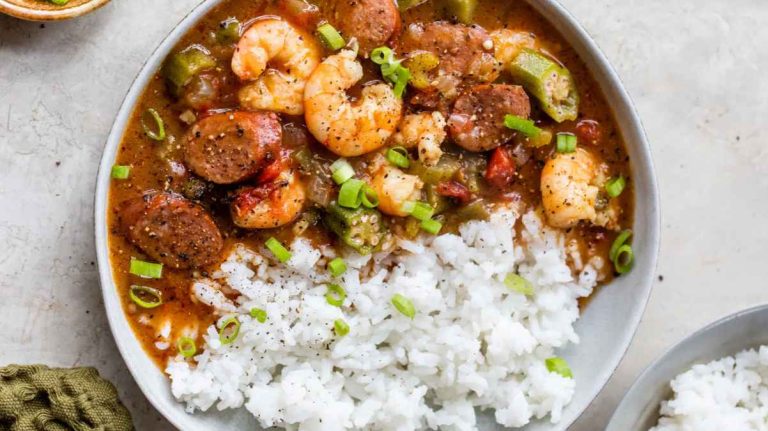 Shrimp And Sausage Gumbo.