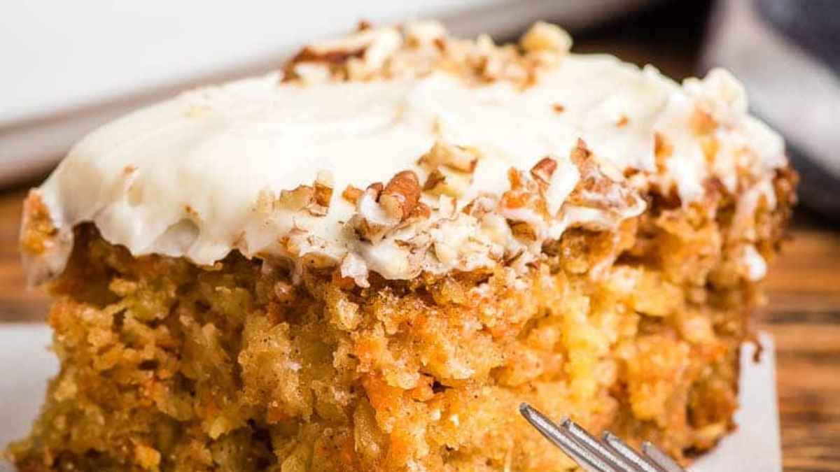 Super Moist Carrot Sheet Cake with Cream Cheese Frosting.