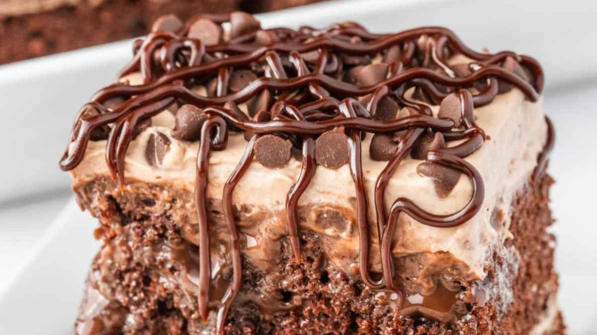 Triple Chocolate Poke Cake Recipe.
