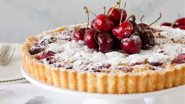 Easiest Ever Cherry Tart recipe by Vintage Kitchen Notes.