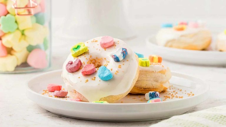Air Fryer Lucky Charms Marshmallow Donuts.