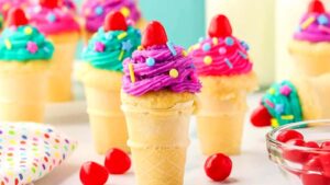 Mini Cone Cupcakes.