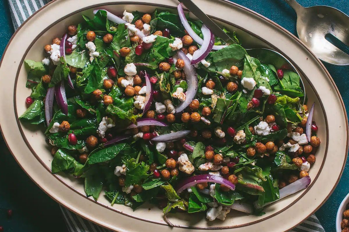Chickpea Pomegranate Goat Cheese Salad W Pomegranate Vinaigrette