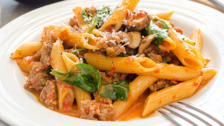 Creamy Sausage Red Pepper Pasta.