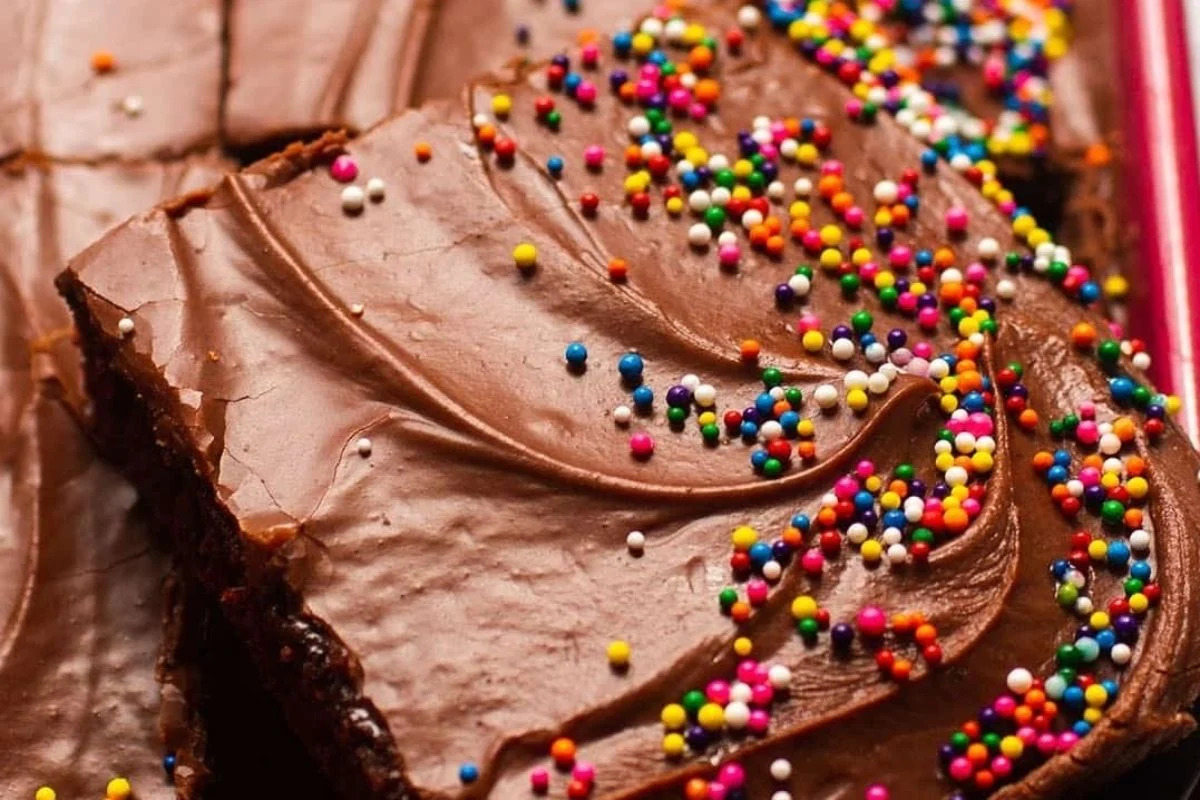 Easy Chocolate Sheet Cake With Fudge Frosting. 