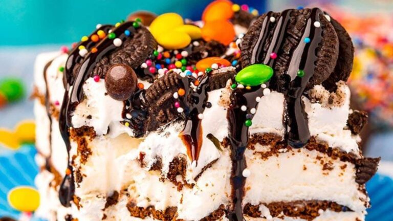 Oreo Ice Cream Cake With Ice Cream Sandwiches recipe by The Slow Roasted Italian.