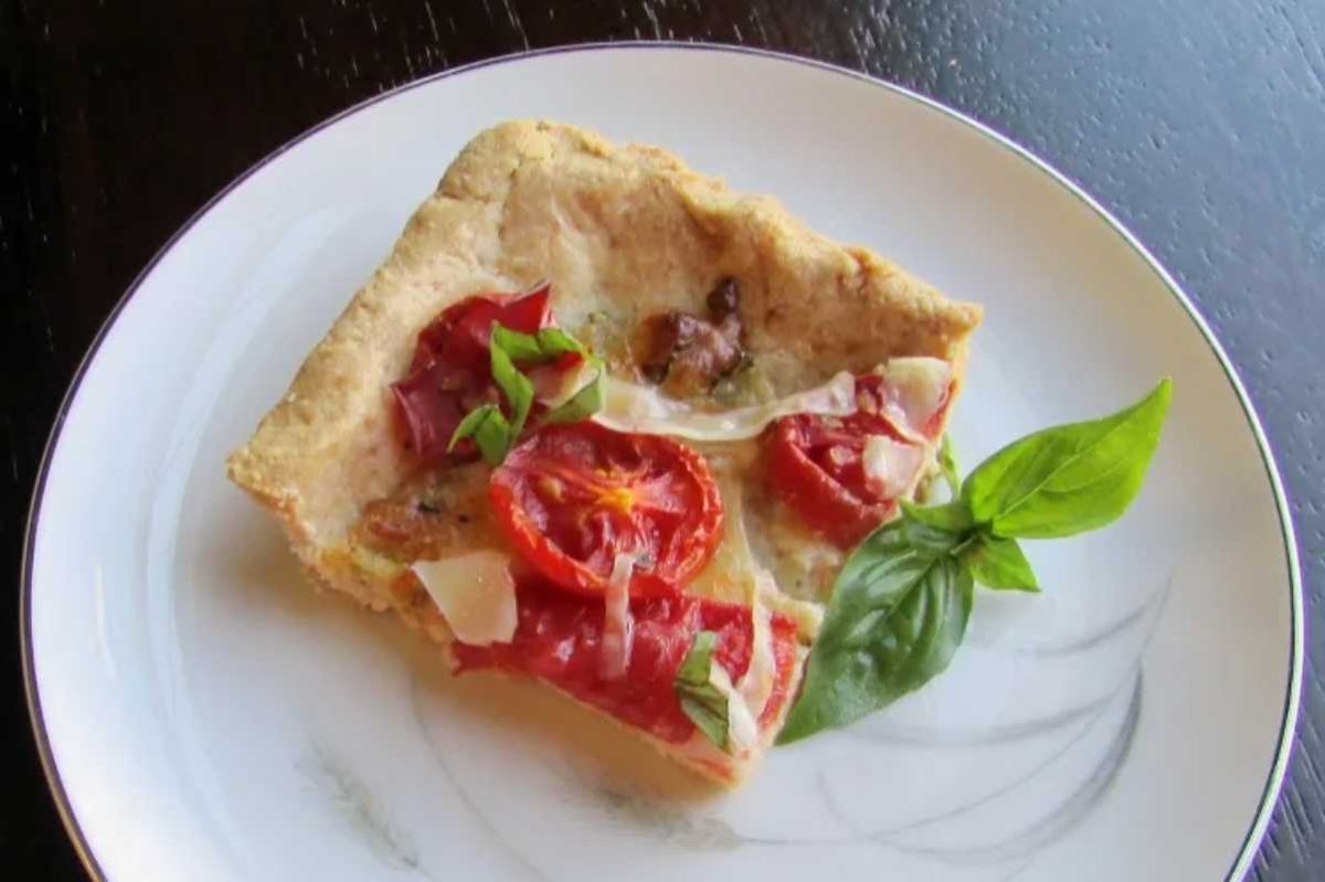 Tomato Slab Pie With Cornmeal And Parmesan Crust. 