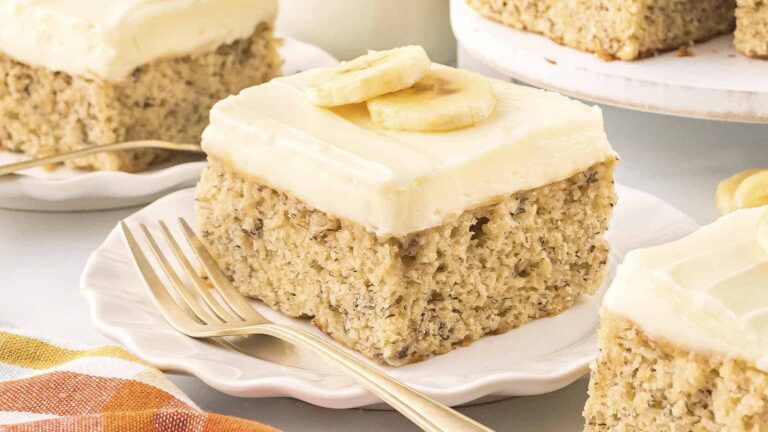 Banana Cake with Sour Cream Frosting recipe by Cheerful Cook.