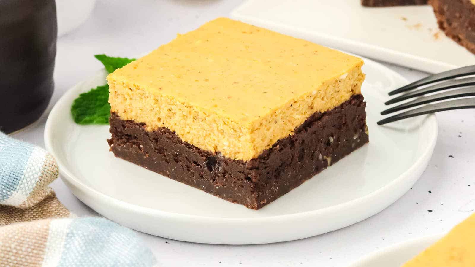 59 Divinely Delicious Desserts Perfect For Your Next Church Social 42 Pumpkin Brownies recipe by Cheerful Cook.