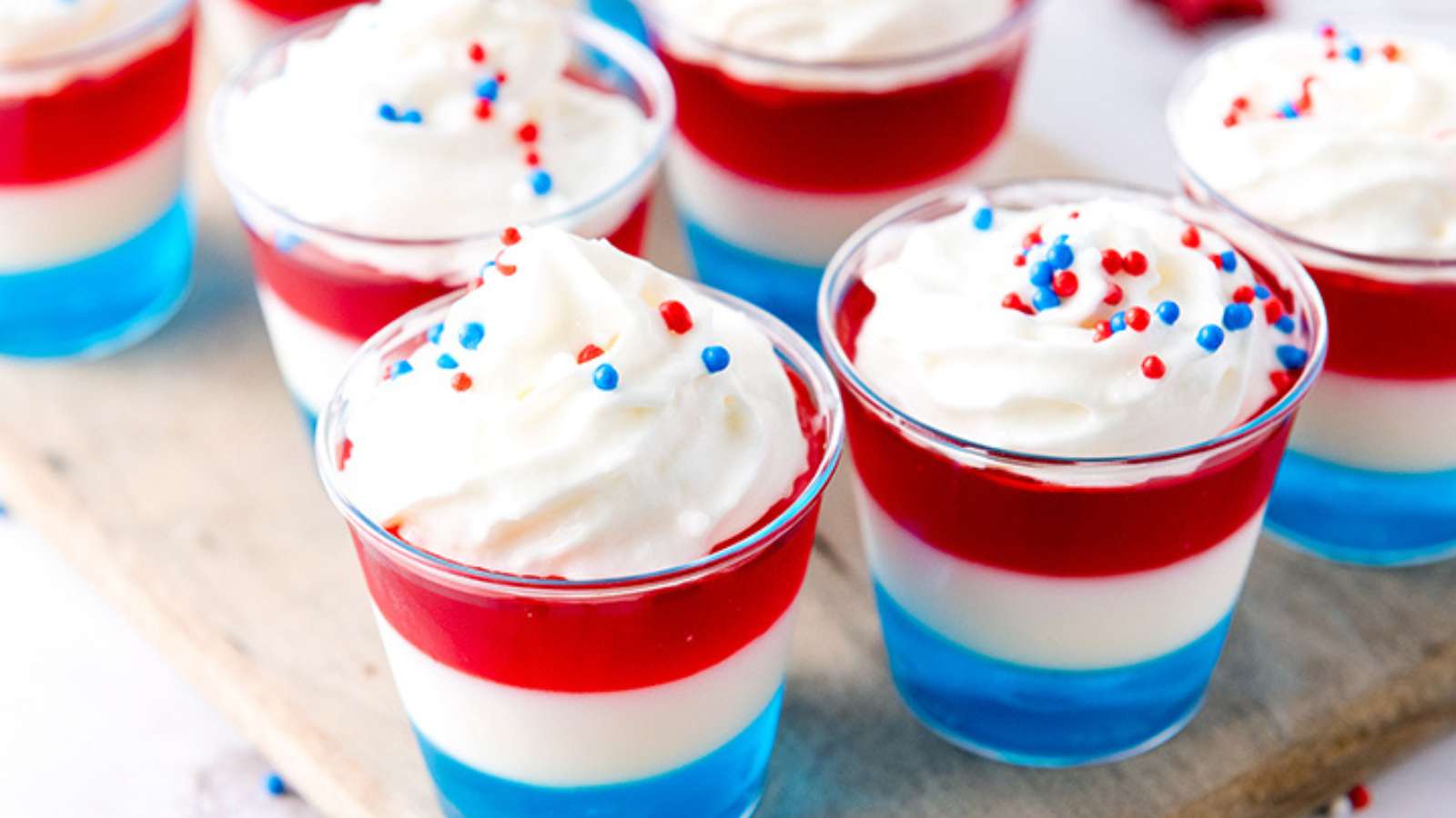 Patriotic Layered Jell-O Cups recipe by Artsy-Fartsy Mama.
