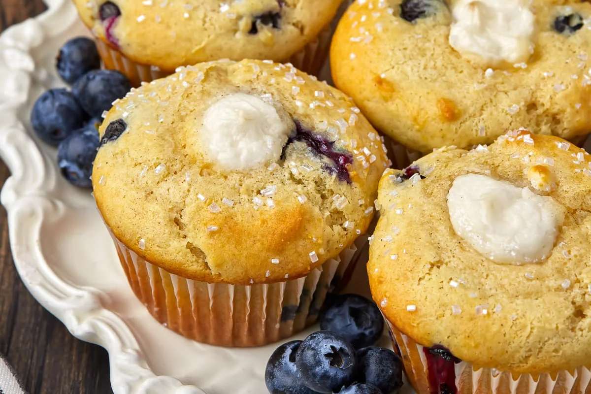 49 Blissfully Tasty Blueberry Recipes 44 Blueberry Cream Cheese Muffins 1