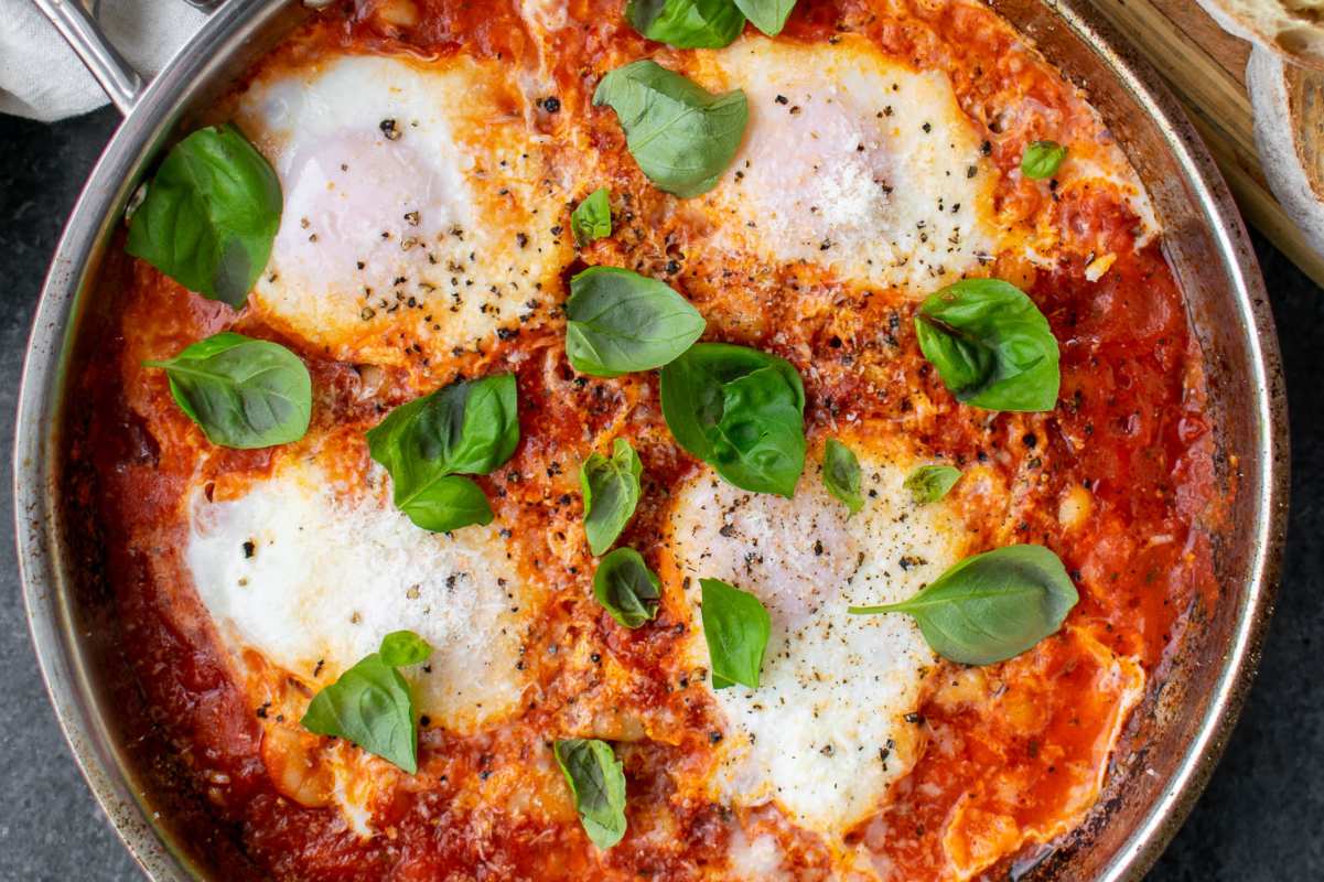 Egg Recipes For Breakfast Lunch And dinner 8 eggs in purgatory with white beans.