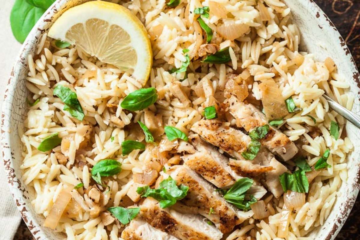 50 Spring Dinners You'll Make 100 Times 32 Lemon Basil Orzo with Chicken.