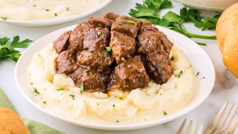 Crockpot Steak Bites recipe by Cheerful Cook.