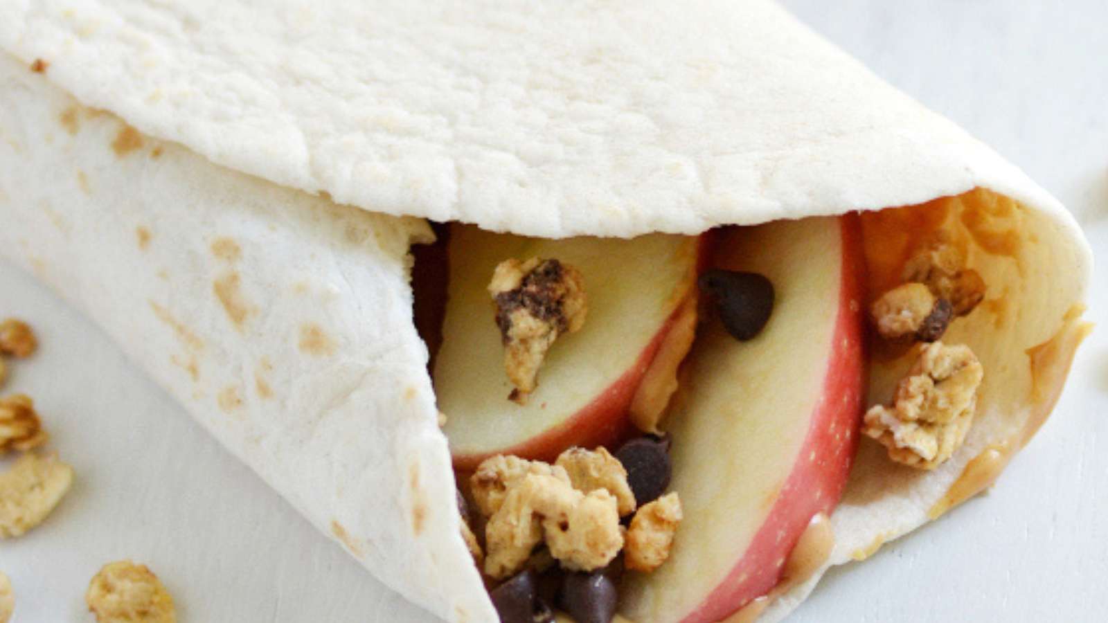 Crunchy Apple Peanut Butter Wrap recipe by Finding Zest.