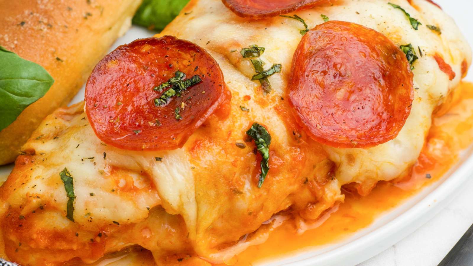 Stuffed Pizza Chicken recipe by On My Kids Plate.