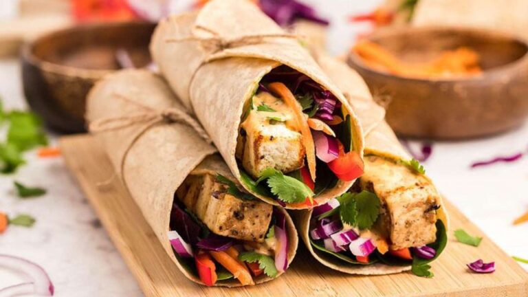 Tofu Thai Wrap With Coconut Almond Butter Dip recipe by xoxoBella.