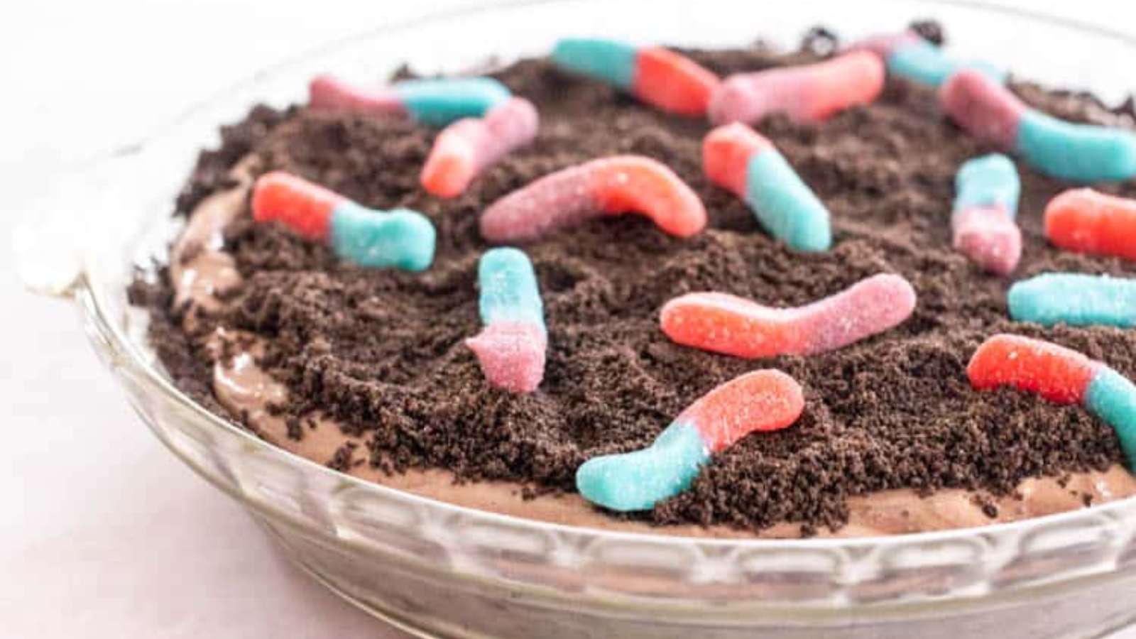 Mud Pie with Gummy Worms recipe by Baking Me Hungry.