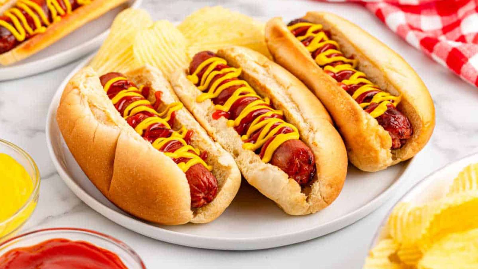 49 Delicious Dinners That Won’t Drain Your Wallet 46 Air Fryer Hot Dogs recipe by Busy Day Dinners.