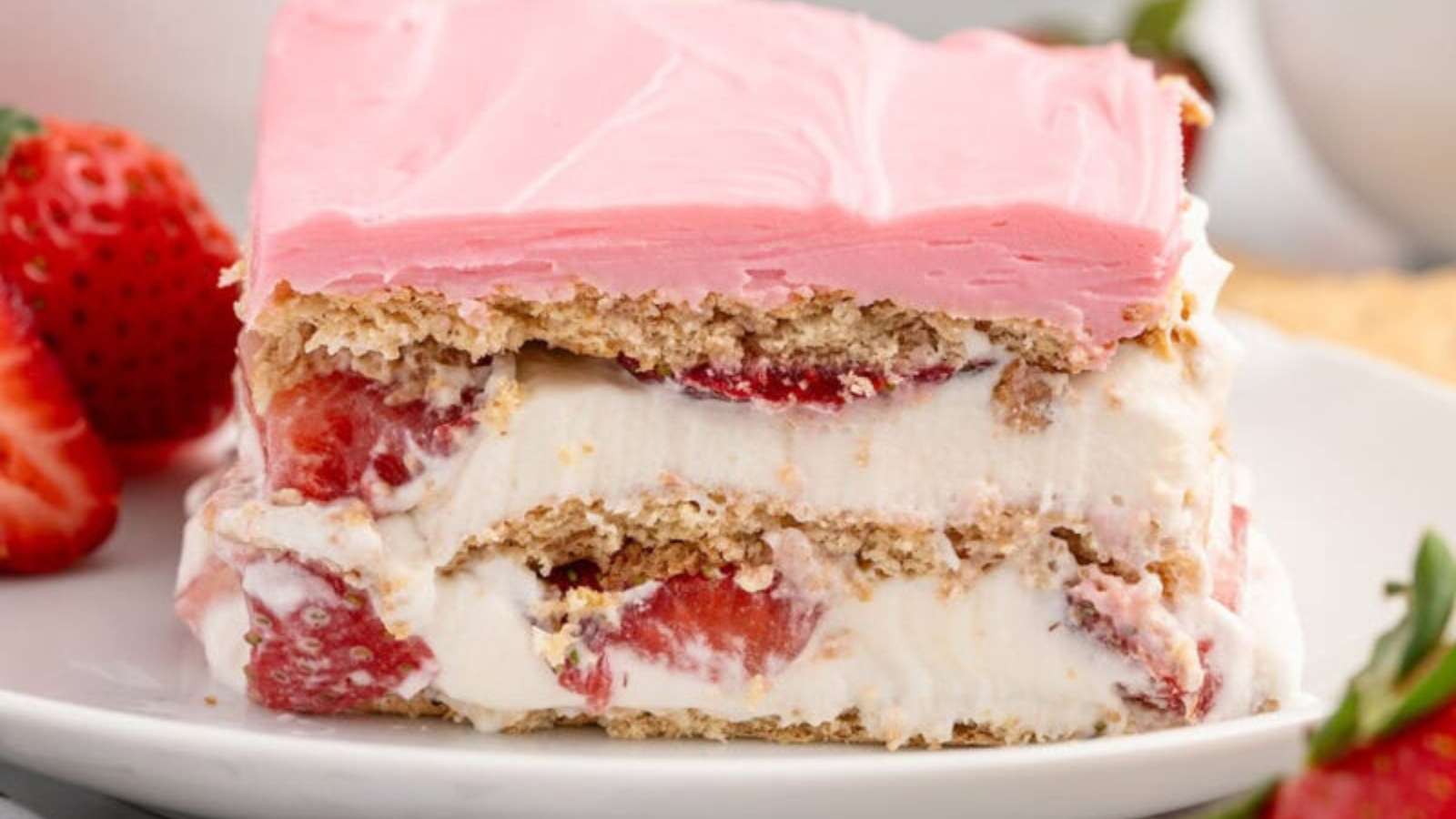 Strawberry Eclair Cake recipe by Princess Pinky Girl.