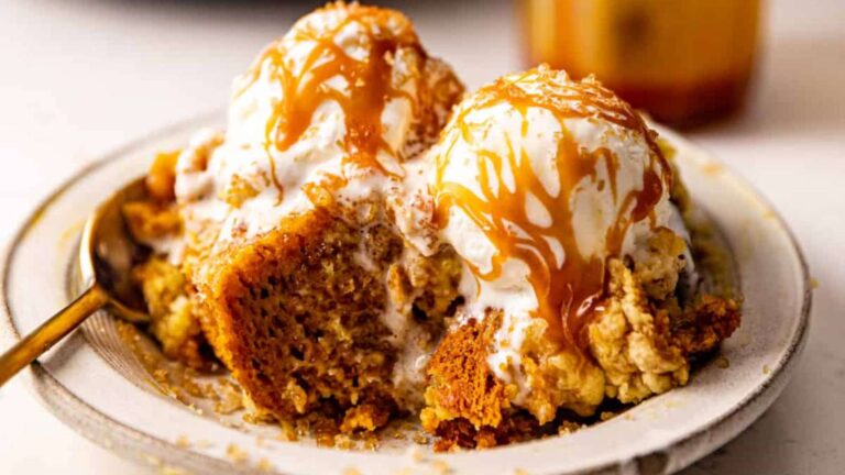 Pumpkin Cream Cheese Dump Cake recipe by Britney Breaks Bread.