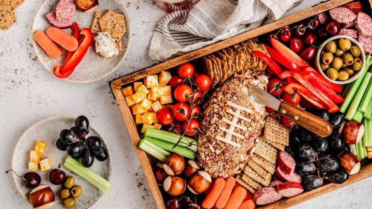 Football Charcuterie Board For Game Day recipe by Haute and Healthy Living.