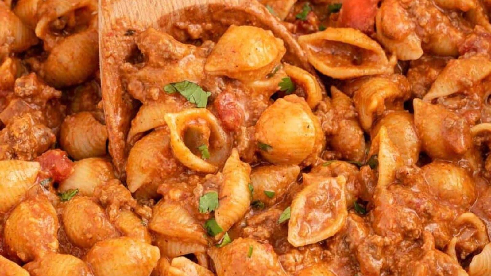 Cheesy Taco Pasta recipe by Princess Pinky Girl.