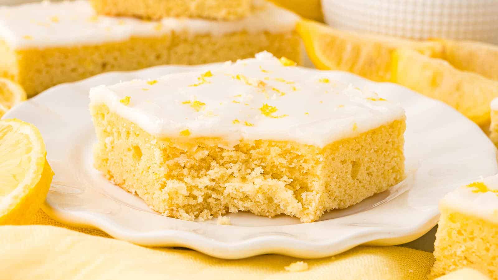 Glazed German Lemon Sheet Cake recipe by Cheerful Cook.