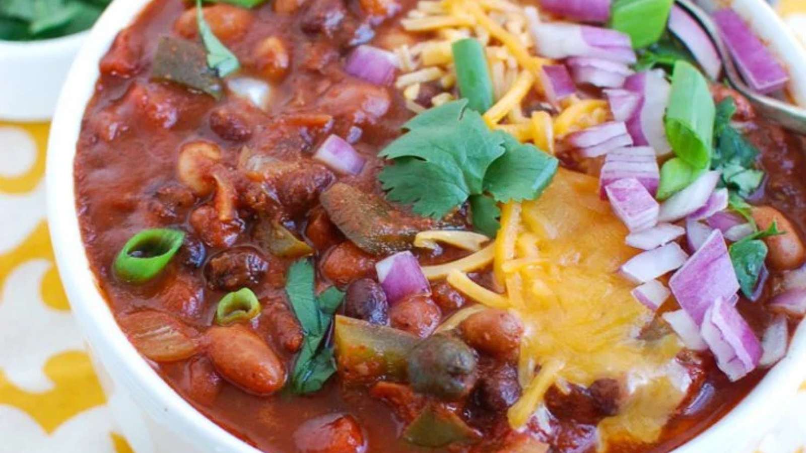 Slow Cooker Vegetarian Chili recipe by A Cedar Spoon.