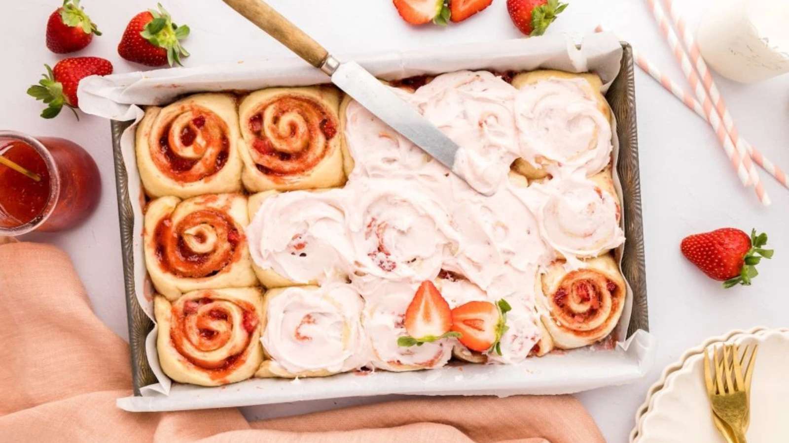 Strawberry Cinnamon Rolls recipe by Cinnamon and Sage Co.