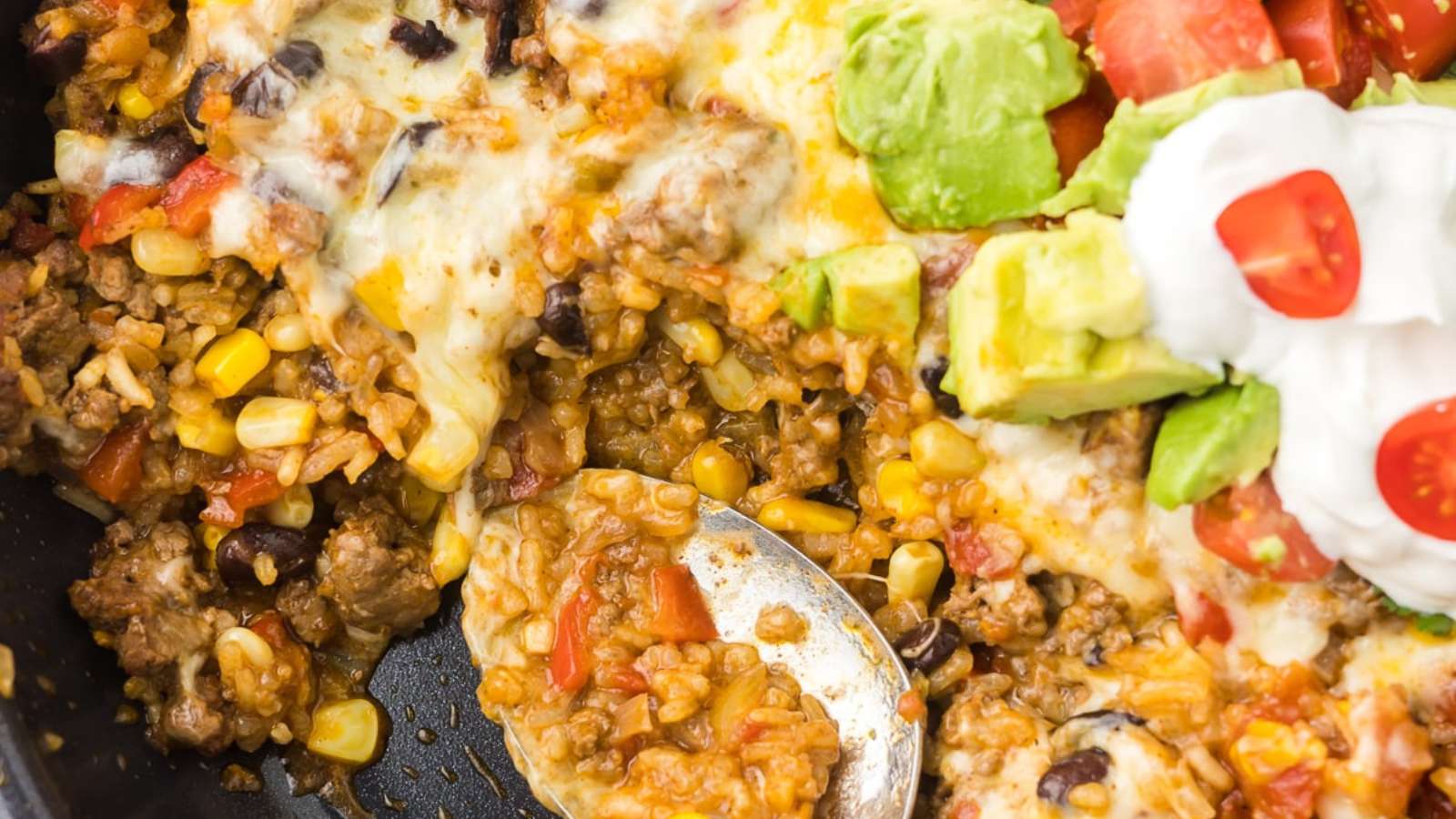 One Pot Cheesy Taco Skillet recipe by Cooking Up Memories.