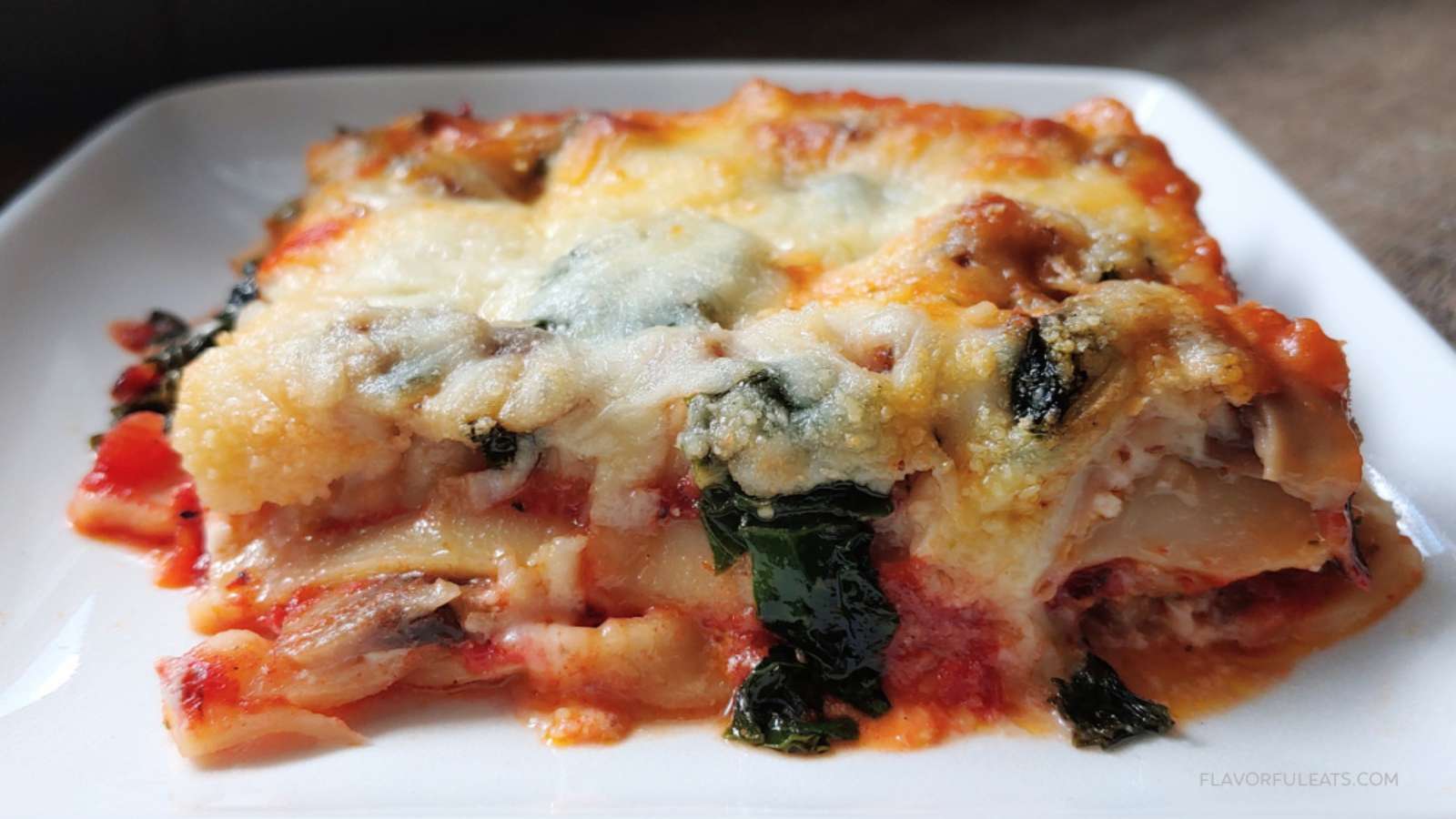 Mushroom Kale Lasagna recipe by Flavorful Eats.