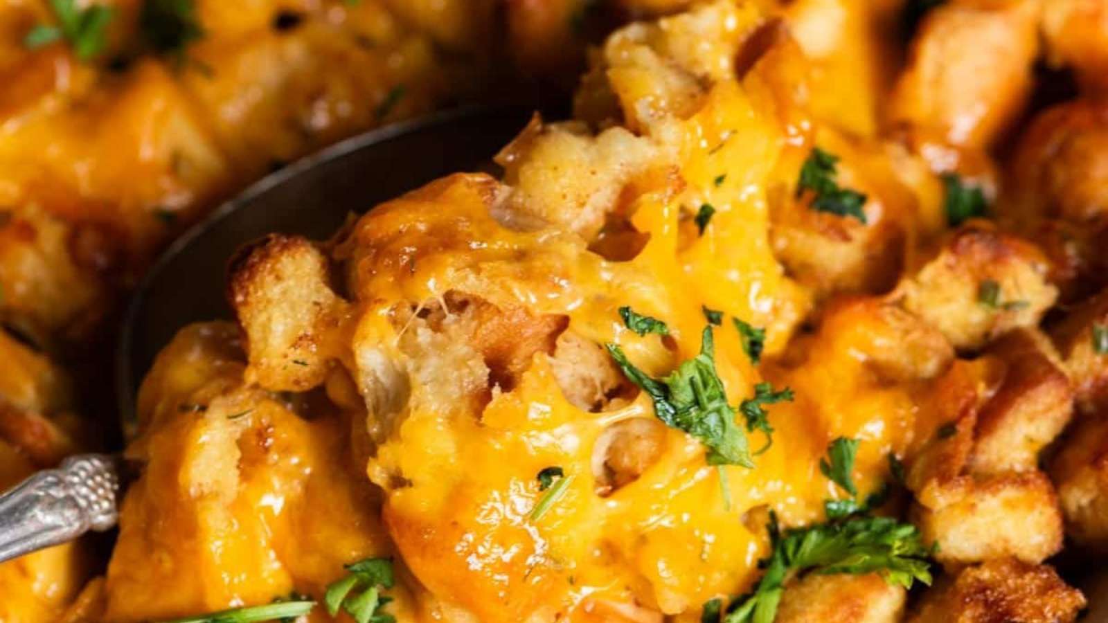 Cheesy Herb Stuffing recipe by Tastes of Lizzy T.