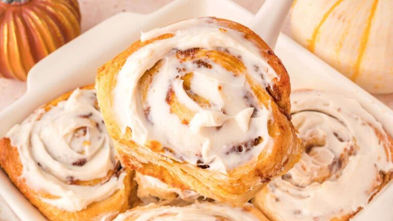 Pumpkin Cinnamon Rolls recipe by Tessie's Table.