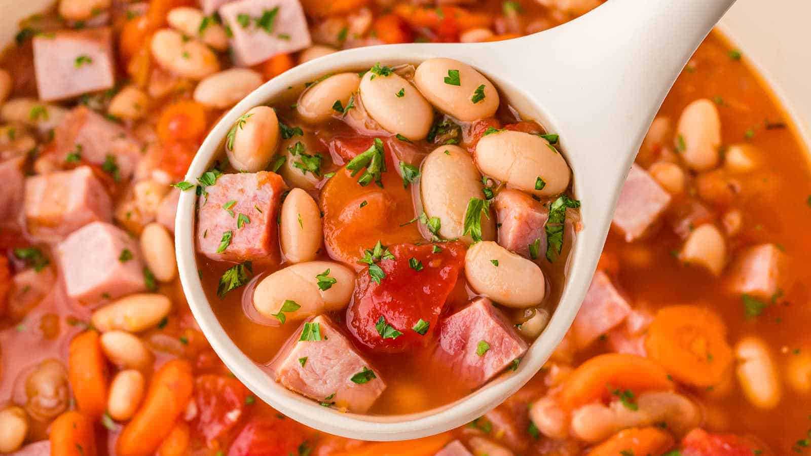 65 Old-School Recipes That Keep Making a Comeback 2 Ham and Bean Soup recipe by Cheerful Cook.