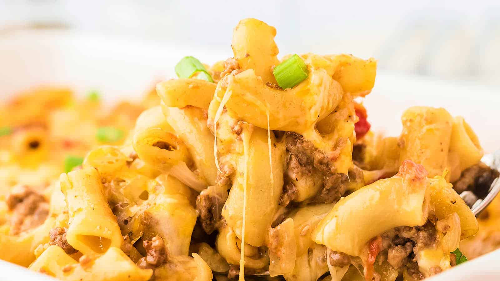 Easy Cheesy Hamburger Casserole recipe by Cheerful Cook.